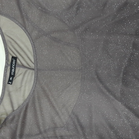 Maurices Glittering Taupe & Silver Top Lace Hem Woman's Size 2 - Picture 2 of 10